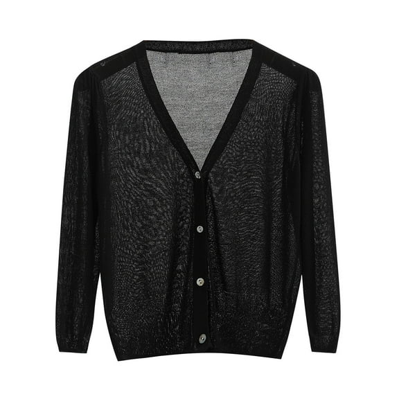 Perfectbot Womens Cardigans V Neck Open Front Casual Button Down Shirts Sheer Lightweight Outerwear