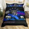 thumbnail image 2 of Manfei Female Men Women Fast Car Full Size Comforter Cover 3-Piece,Black Blue Bedding Full Size,Car Theme Lightweight Duvet Cover,Microfiber Geometric Room Decorative(No Comforter), 2 of 6