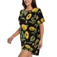 thumbnail image 2 of Bixox Women's Bees and Sunflowers Printed Pajama Set 2 Piece Lounge Set Top and Shorts Soft Pajamas, Shorts with Pockets, 2 of 7