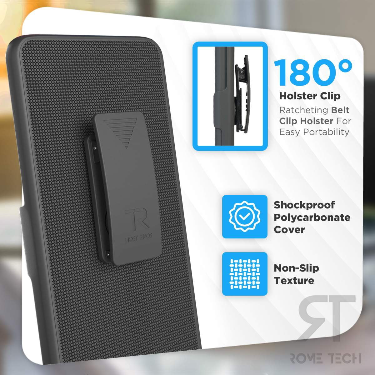 Rome Tech for TCL 30XE 5G Shell Holster Combo Case With Belt clip