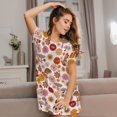 thumbnail image 6 of Kuqiui Fall 70s Groovy Hippie Pattern Women's Short-sleeved Nightgown,Casual Sleep A-line Sleepwear Comfy Sleepshirt,Cute Breathable Nightdress Ruffle - Medium, 6 of 7