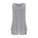thumbnail image 4 of ICHUANYI Clearance 2PC Women's Round Neck Shorts Sleeve Two-piece Comfortable Home Pajamas Set Sports Set(Gray, L) ICHUANYI WER2023081201507, 4 of 6