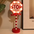 thumbnail image 5 of Letrero de calle navideño con lazo, Papá Noel, deténgase aquí, letra del Polo Norte, decoración navideña, lámpara LED de escritorio vintage, 5 of 5