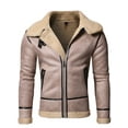 thumbnail image 1 of Gvmfive Men's Solid Fleece Lining Faux Fur Trim Long Sleeve Side Pockets Zipper Jacket, 1 of 5
