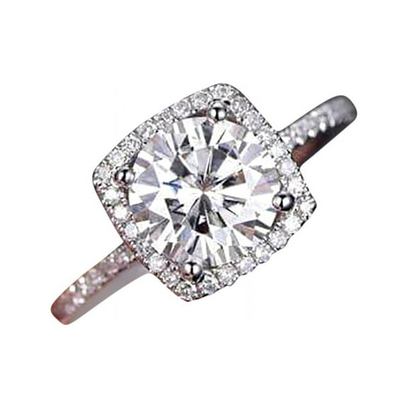 1.50 Carat Halo Moissanite and Diamond Engagement Ring in 10k White Gold