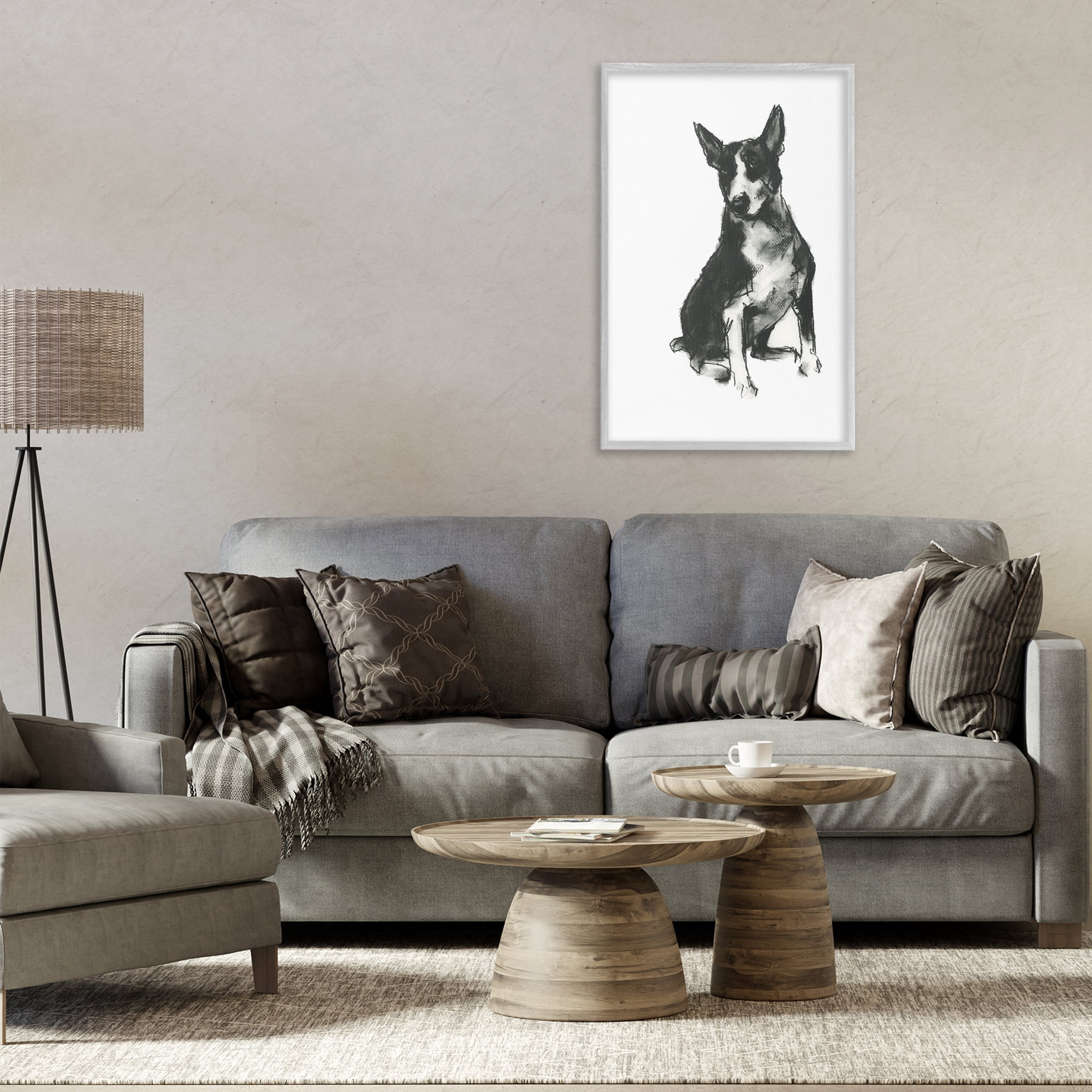 Stupell Industries Charcoal Dog Drawing Animals & Insects Drawing Gray Framed Art Print Wall Art, 20 x 30