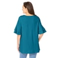 thumbnail image 3 of Woman Within Plus Size Ruffled Elbow-Sleeve Tunic, 3 of 6