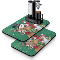 Christmas Dish Drying Mat 2 Pack 19.5x12Inch Christmas Gifts Christmas Decorations Drying Mat for Kitchen Counter Ultra Absorbent and Non-Slip Coffee Machine Mat Dish Drainer Rack Mats