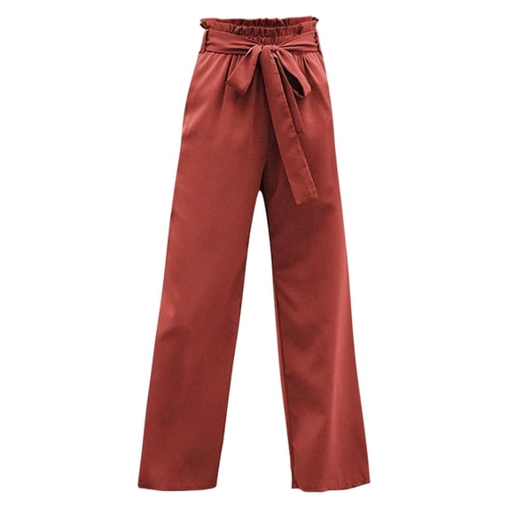 Eashery Capri Pants for Women Dressy Casual High Waisted Comfortable Straight Calf-Length Pants Workout Pants Women (Solid Color,Red,L)