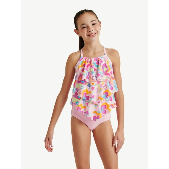 Justice Care Bears 2-Piece Layered Tankini Swimsuit, Sizes 5-18