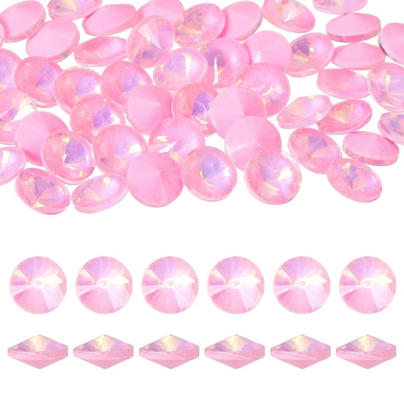 Uxcell 100 Pcs Pointed Back Rhinestones, 6mm Round Faceted Crystal Rivoli Rhinestone, Glass Cabochon Cubic Zirconia Stone Gemstone for Nails Arts Clothes DIY Decoration, Pink