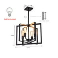 thumbnail image 4 of Farmhouse Lantern Chandelier Light Fixture Black, 4-Light Rustic Industrial Pendant Lighting, Adjustable Height Modern Square Cage Hanging Lights for Hallway Kitchen Island Living Room Bedroom, 4 of 7