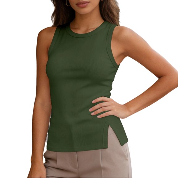 ZHYou Womens Ribbed Tank Tops Slim Fit Racerback Form Fit Sleeveless Crew Neck Casual Basic Cami Tops