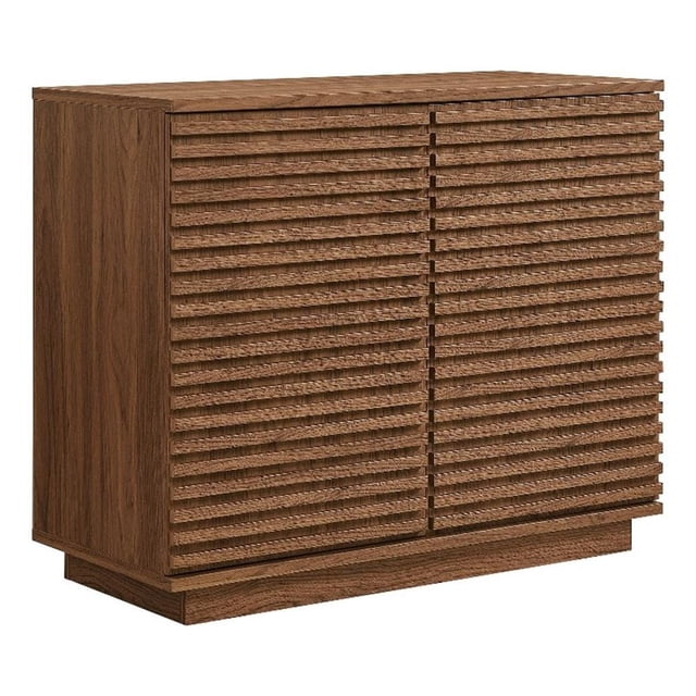 Render Armoire d'Appoint Cannelée à 2 Portes en Noyer
