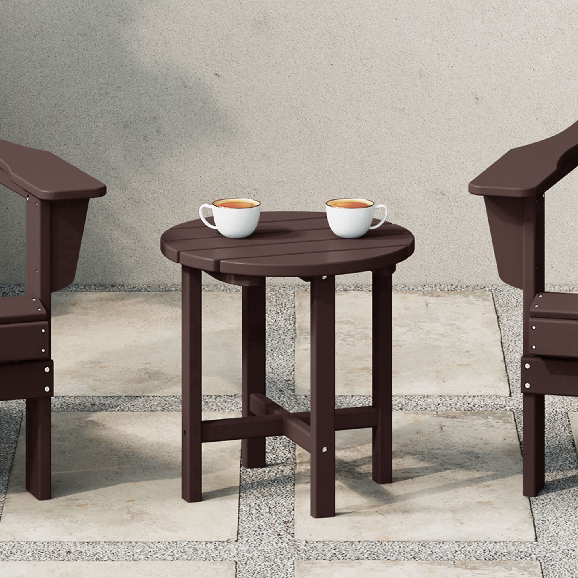 WestinTrends Adirondack Round Outdoor Side Table, Dark Brown photo 1