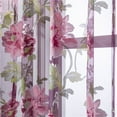 thumbnail image 5 of CoreLiving Sheer Curtains, Pink Floral Embroidered Curtains with Leaf Print, Faux Linen Voile Window Panels for Living Room, Bedroom, Kitchen, Bathroom, Cottagecore Decor, Rod Pocket, 5 of 9