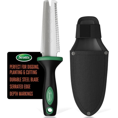 Scotts Steel Serrated Garden Knife with Sheath and  Belt Attachment