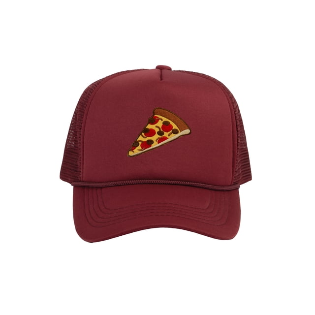 Adult Men's Pepperoni Pizza Slice Rope Foam Trucker Hat, Wine