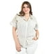 thumbnail image 3 of Blusa de algodon a rayas Roman Fashion /Tallas Extras, 5114 (Beige) beige 36, 3 of 5