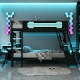 thumbnail image 2 of Aukfa Full over Full Bunk Bed with Built-In Desks, USB Charging Ports & Pegboard Organizer, Wood E-Sports Gaming Bed Frame for Kids/Teens, Blue, 2 of 8