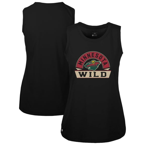 Women's Levelwear  Black Minnesota Wild Macy Banner Arch Tank Top