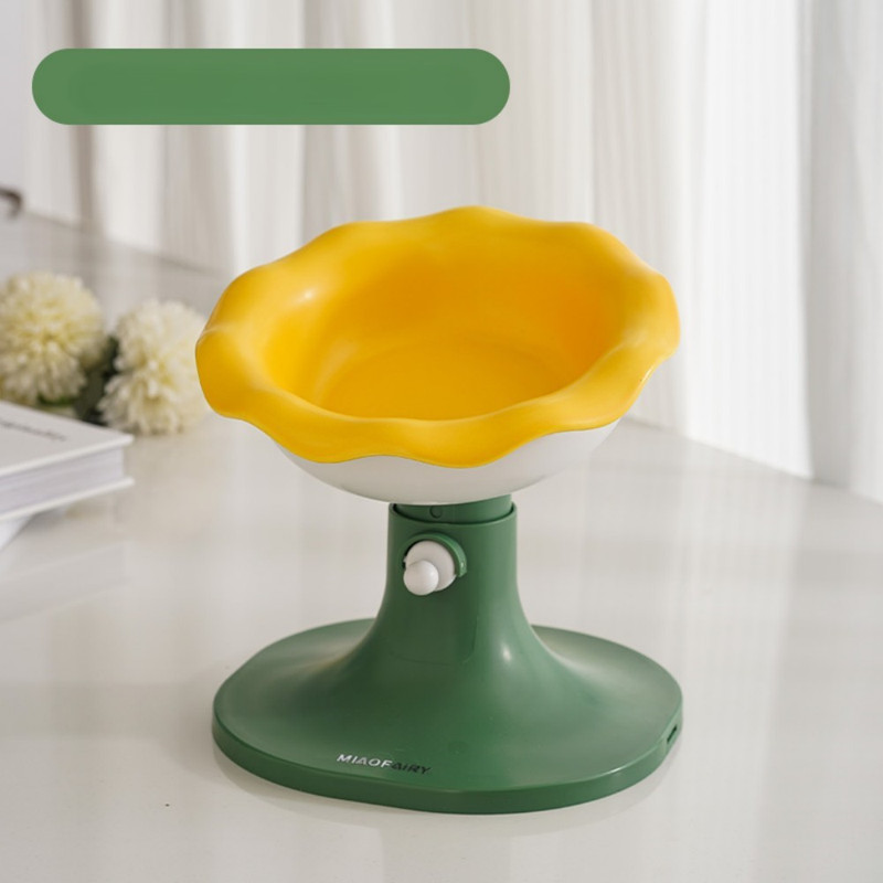 Fairela Lightweight Habitat Mounted Regular Ceramics Feeding Trough with 1 Cat Bowl for Cats, Yellow Floral