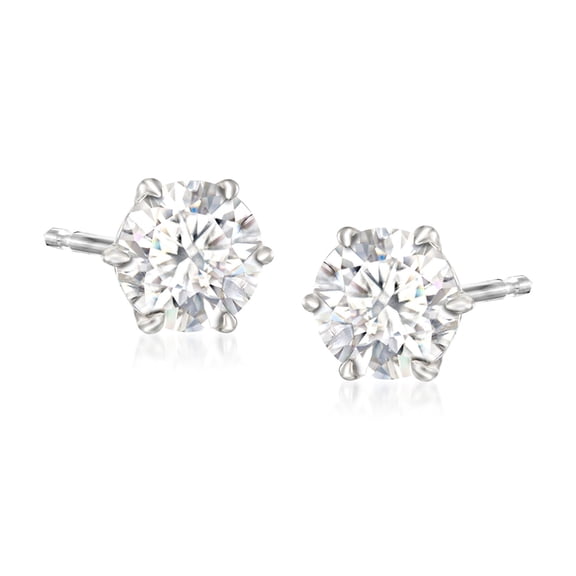Ross-Simons 1.00 ct. t.w. Moissanite Stud Earrings in Sterling Silver, Women's, Adult