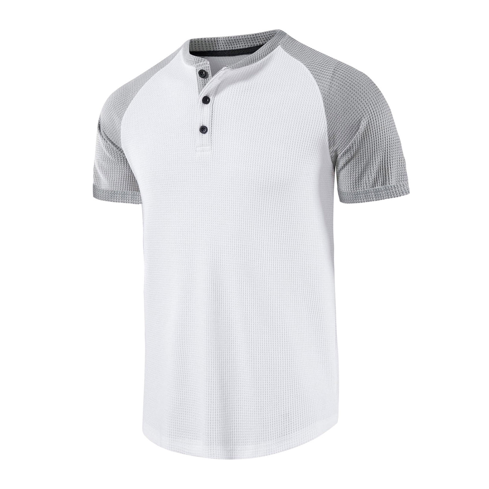 Men's Fashion Raglan Short Sleeve Tee Shirt Casual Slim Fit Workout Baseball T Shirts Gym Golf Waffle Tops