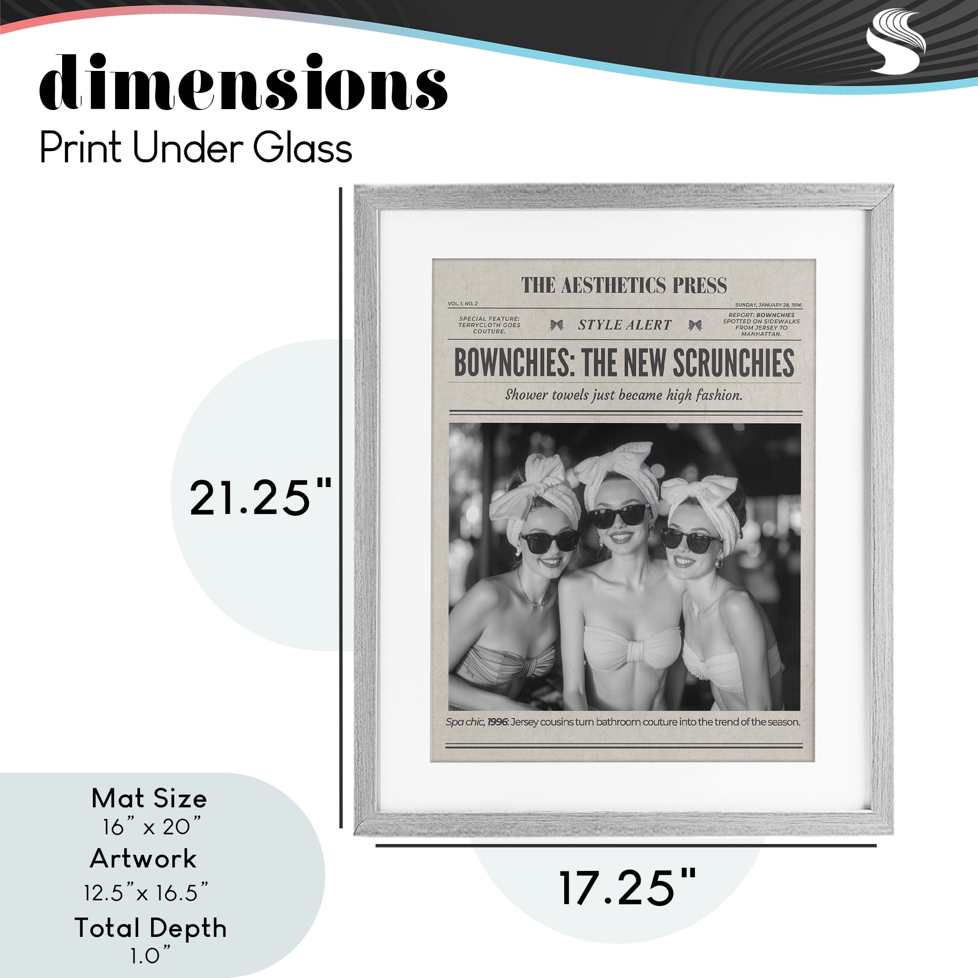 The Aesthetics Press Magazine Gray Framed Print Under Glass, design by A Barefoot Stylist