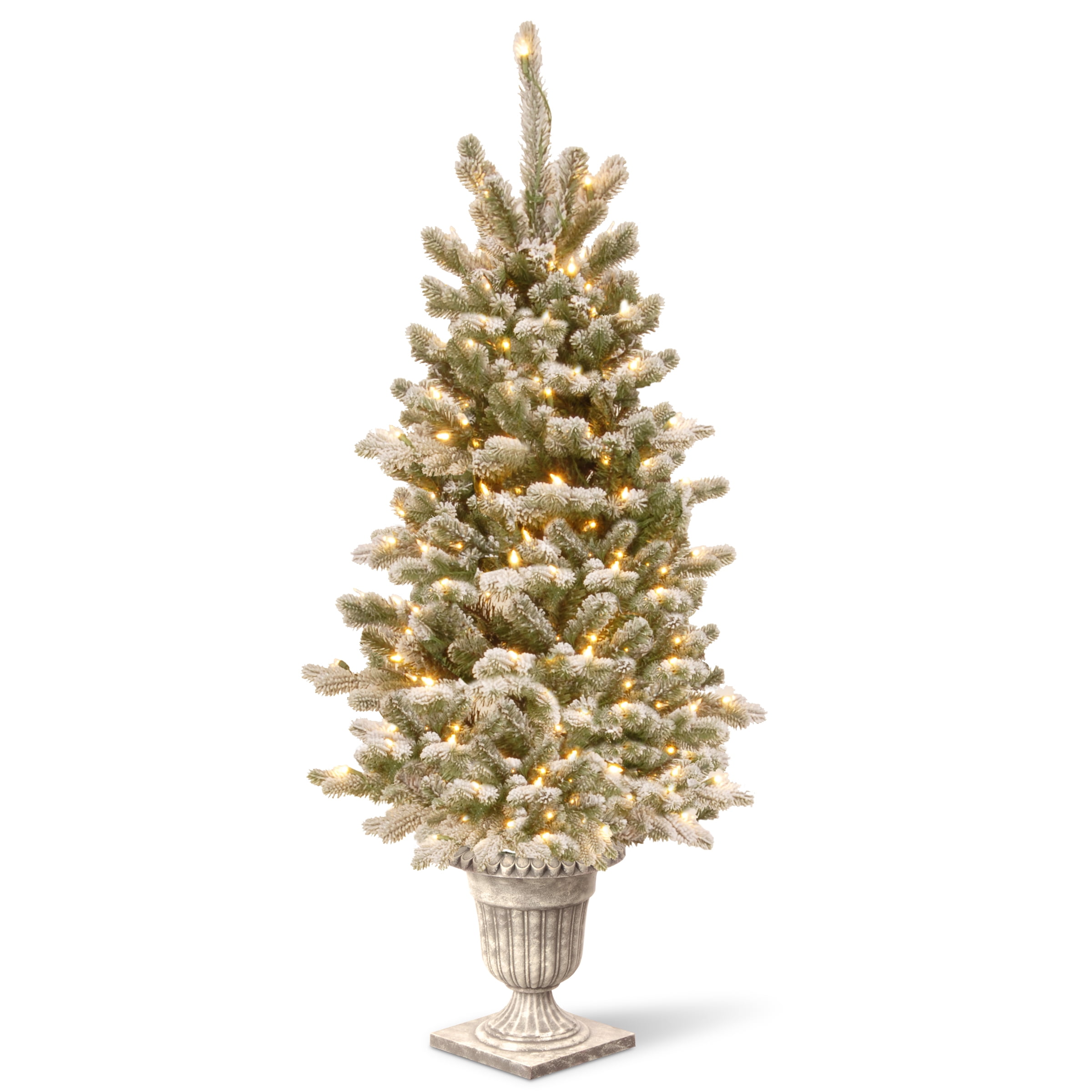 National Tree 4 ft Snowy Sheffield Spruce Entrance Tree with Clear Lights