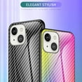 thumbnail image 2 of Allytech Gradient Case for iPhone 15 Plus, Slim Fit Lightweight Carbon Fiber Rugged Tempered Glass Back + Soft TPU Bumper Shockproof Drop Protection Stylish Cover Case - Black, 2 of 10