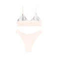 thumbnail image 4 of Minjewel Women's Ribbed Two Piece Swimsuit with Boyleg Bottoms,Solid Color Textured Bikini Set with Ribbed Trim,for Summer Beach,Beige,S, 4 of 4