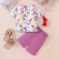 thumbnail image 2 of KPOPLK Summer Girls 2 Piece Outfits Toddler Girl Casual Clothing Set Children's Summer School Wear Comfortable Short Round-Neck Sets,Sizes 7-8 Years, 2 of 9