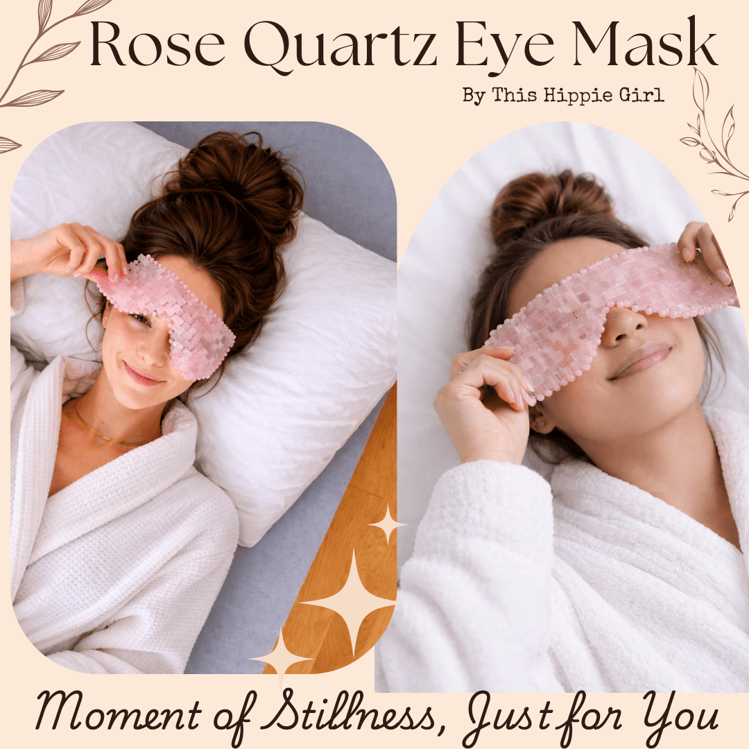 This Hippie Girl Rose Quartz Handcrafted Brazilian Crystal Eye Mask for Puffy Eyes and Stress Relief