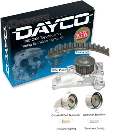 Dayco Timing Belt Kit w Water Pump compatible with Toyota Camry 2.0L 2.2L L4 1987-2001