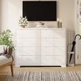 thumbnail image 3 of Aiho 8 Drawer White Double Dresser, Modern Wooden Storage Cabinet with Cut-Out Handles, Large Chest for Bedroom Living Room, 3 of 9