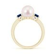 thumbnail image 2 of ANGARA Japanese Akoya Cultured Pearl & Blue Sapphire Engagement Ring in 14K Yellow Gold for Women | June Birthstone, Birthday, Anniversary, Jewelry Gift for Women | Natural Pearl Ring, 2 of 9