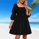 thumbnail image 1 of Vestidos Casuales Vestido de mujer de una línea sin espalda con cuello cuadrado vestido de verano para cóctel (negro L) Ygjytge para Mujer Negro T S, 1 of 7