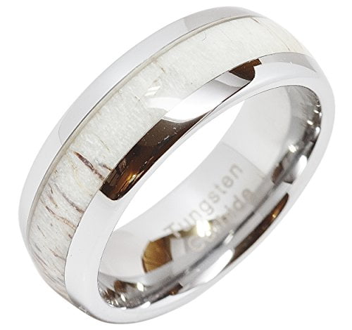 Deer Antler Ring Hammered Tungsten 8mm Comfort Fit Size 8  Wedding Band  Gift 
