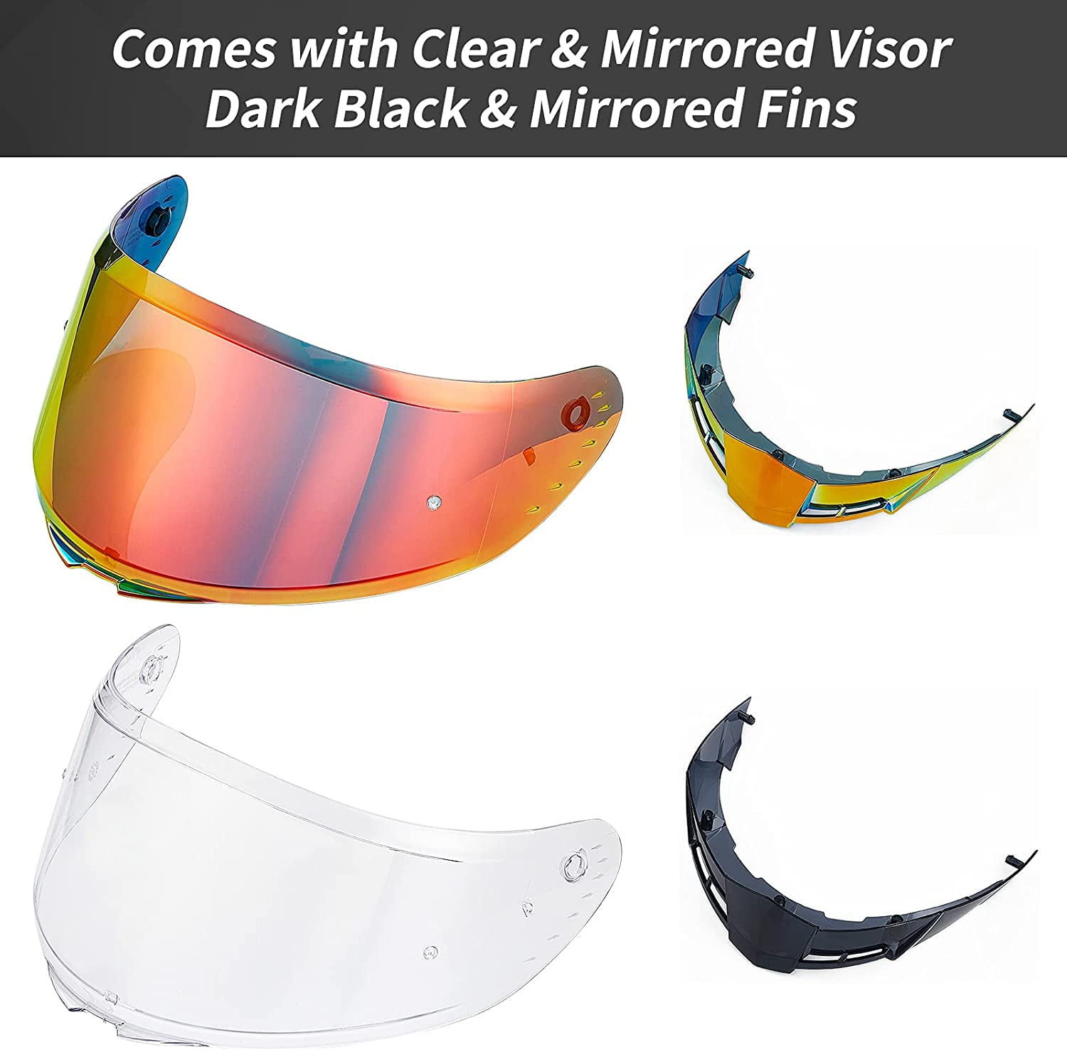 ILM Motorcycle Helmet Full Face with Pinlock Compatible Clear&Tinted Visors and Fins Street Bike Motocross Casco DOT(Armor Red, Large)