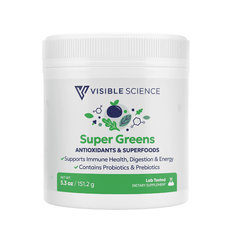 Visible Science Super Greens Powder – Superfoods for Detox, Energy & Immunity, 30 scoops, 1 Jar