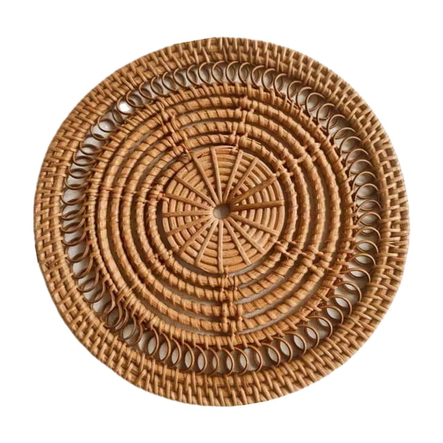 Cesta de pared tejida a mano, decoración única, estilo bohemio, para colgar en la pared, posavasos poco profundos. Flor Redonda 30cm
