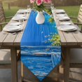 thumbnail image 6 of Summer Island Table Runner Linen Burlap Table Runner 72 Inches Long Coastal Flowers Beach Sea View Dresser Scarves for Kitchen Island Coffee Dining Room Party Wedding Holiday Decoration 13"x72", 6 of 8