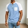thumbnail image 2 of SAWOBUUN Men's Henley Shirt Short Sleeve Color Block Raglan Sleeve Button Down Top Casual Slim Fit T-Shirt with Chest Pocket, 2 of 5