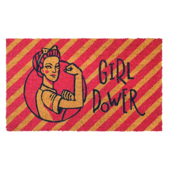 RugSmith Machine Tufted Girl PowerCoir Indoor and Outdoor Coir Doormat, 18" x 30"