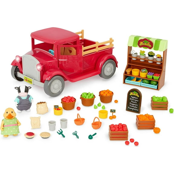 Li’l Woodzeez – Market Truck Playset with 2 Posable Doll Figures