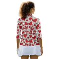 thumbnail image 3 of HUIACONG Red Heart Love Print Tennis Tops with Zipper Polyester Spandex Fabric with Comfortable Womens 3/4 Sleeve Golf Shirts for Ladies, 3 of 10