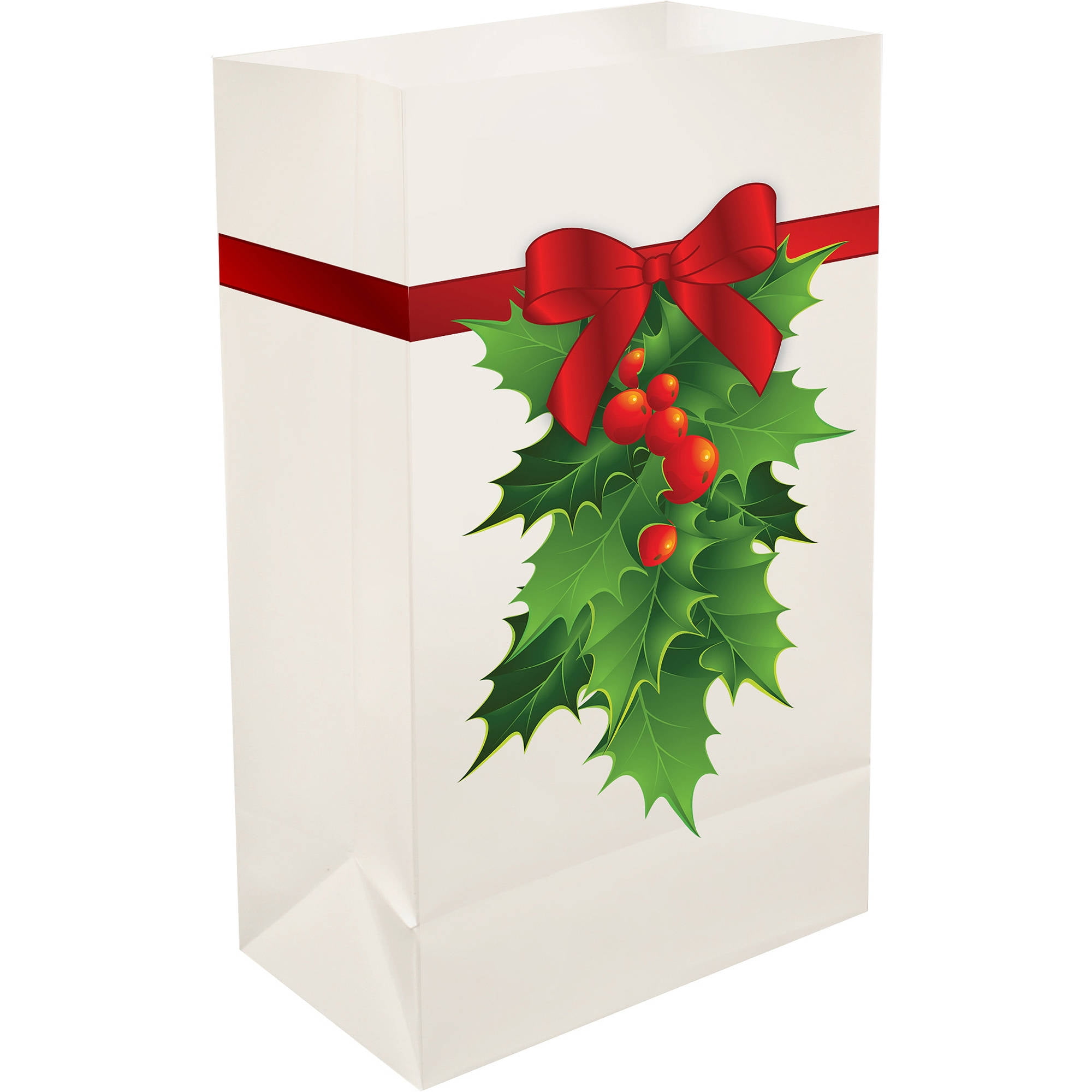 LumaBase Plastic Luminaria Bags, 12 Count Holly