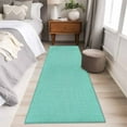 thumbnail image 5 of Turquoise Burlap Texture Large Area Rugs for Bedroom Living Room, Soft Non Slip Carpet Bedside Rug, Farmhouse Vintage Aqua Rectangular Floor Cover Kitchen Accent Rug 2'x6' for Dining Room/Office, 5 of 9