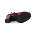 thumbnail image 5 of BLISSFUL STEP Women's Block Heel Pumps Platform Ankle Strap Round Toe Heel Burgundy 6, 5 of 7